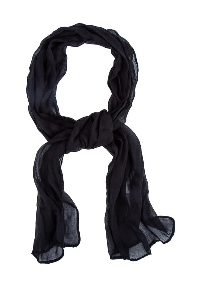 Solid Color Scarf | Black | 130 x 30 cm | Lightweight Fashion Winter Neck Scarf